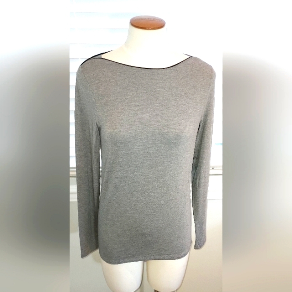Pure Collection Soft Jersey Boatneck Charcoal Marble Top NWT